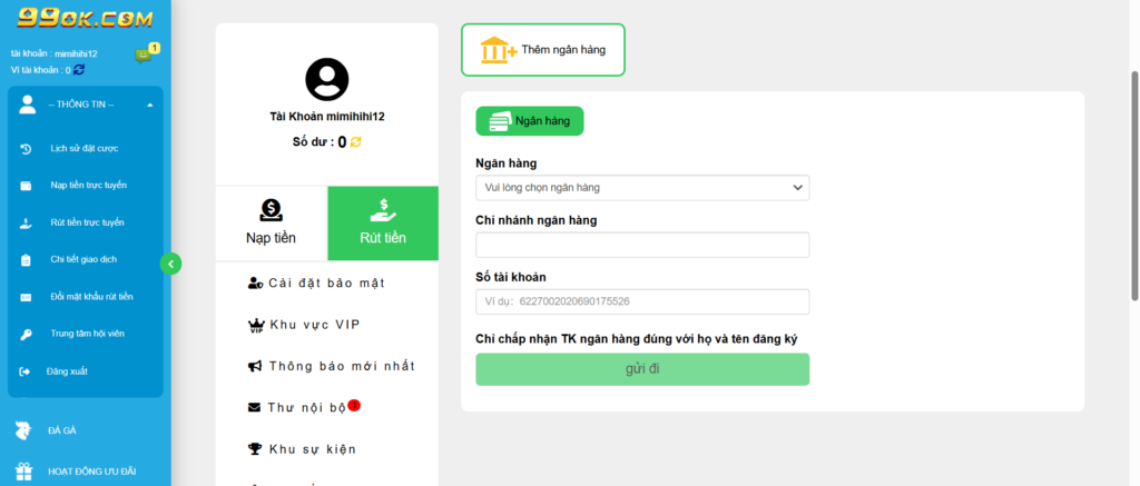 Hướng dẫn cách rút tiền 99ok