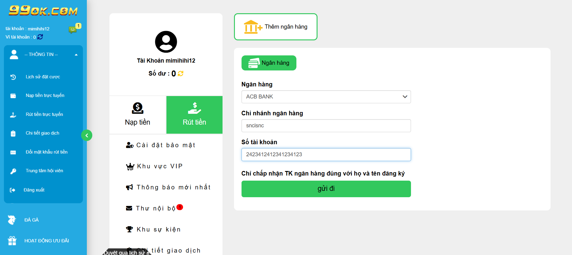 Các lưu ý quan trọng khi rút tiền từ 99ok